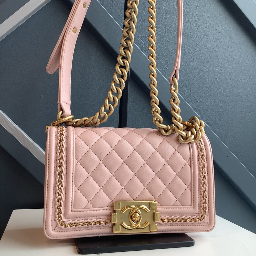Chanel Mini Boy Bag in Light Pink with Gold Hardware
